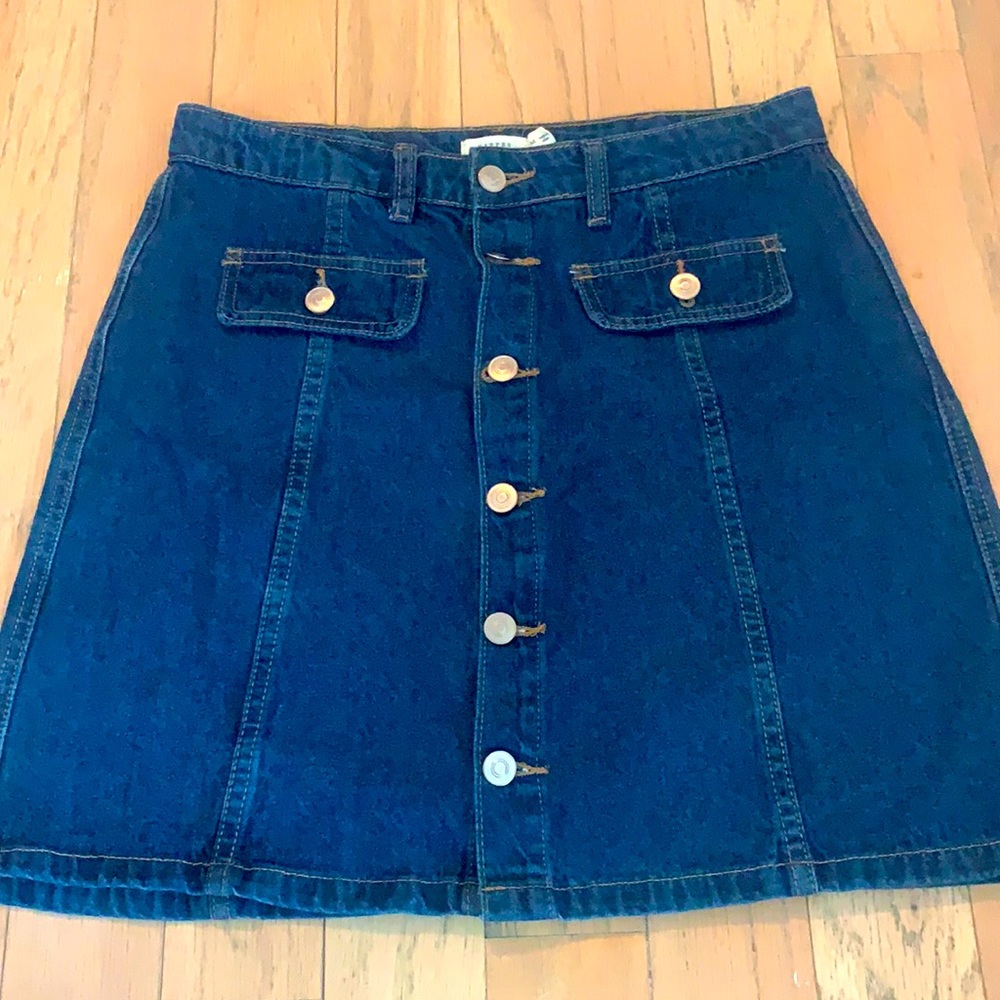Jean button down skirt, worn twice